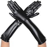 DreamHigh Women's 17" Long Metalic Satin Cosplay Finger Gloves