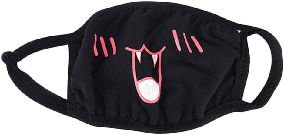SMALLJUN Anime Yan Text Jun Expression Masks Men and Women Personality Tide Section Two Yuan Black Dust-proof Breathable Cartoon Students Black Cat