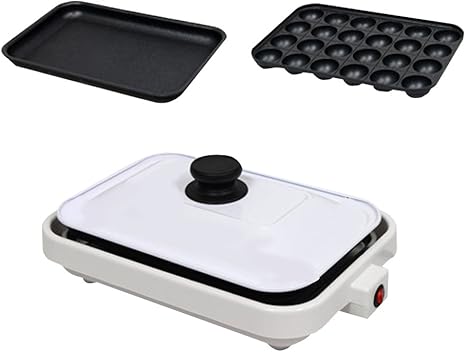 Amazon Co Jp ホットプレート たこ焼き機 たこ焼き器 クッキングホットプレート 焼き肉 蒸し 蓋付き 家庭用 2枚プレート おしゃれ ホワイト ホーム キッチン