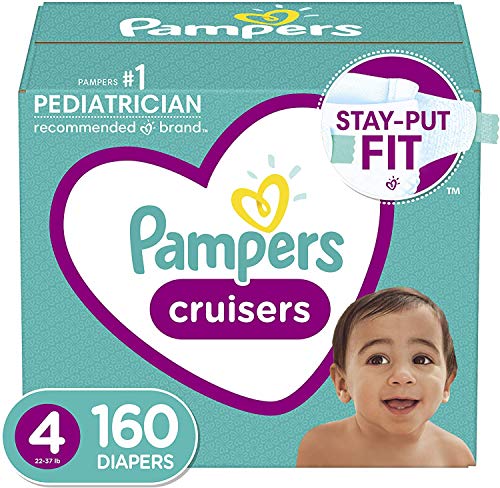 Diapers Size 4, 160 Count – Pampers Cruisers Disposable Baby Diapers, (Packaging May Vary)