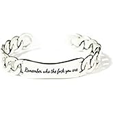 KUSIAPA Remember Who The Fuck You Are Braided Bangle,Adjustable Engraved Fuck Handmade Bracelet, Stainless Steel Inspirational Bracelet,Jewelry Gift for Women Men