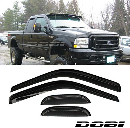 D/B 4pcs Front Rear Smoke Sun/Rain Guard Vent Shade Window Visors For 99-15 Ford F250/F350/F450 Super Duty Super/Extended Cab