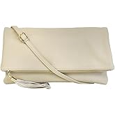 JNB Women's Faux Leather Zipper Foldover Clutch Purse with Tassel