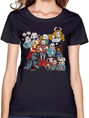 Women's Undertale Sans And Flowey Papyrus Cotton Short Sleeve Crew Shirt