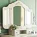 Tribesigns Vanity Set with Tri-Folding Lighted Mirror, French Vintage Makeup Vanity Dressing Table Dresser Desk with 5 Drawers, 8 LED Lights and Cushioned Stool for Bedroom,White