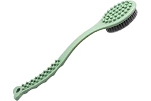 Handheld Shower Brush Long Handle Bath Brush-Soft & Comfortable Dry Skin Body Massage Brush Back Exfoliation Brushes (Green)