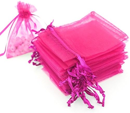 Dealglad 100pcs Drawstring Organza Jewelry Candy Pouch Party Wedding Favor Gift Bags (7x9, Rose)