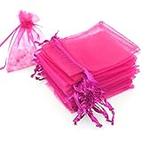 Dealglad 100pcs Drawstring Organza Jewelry Candy Pouch Party Wedding Favor Gift Bags (4x6", Rose)