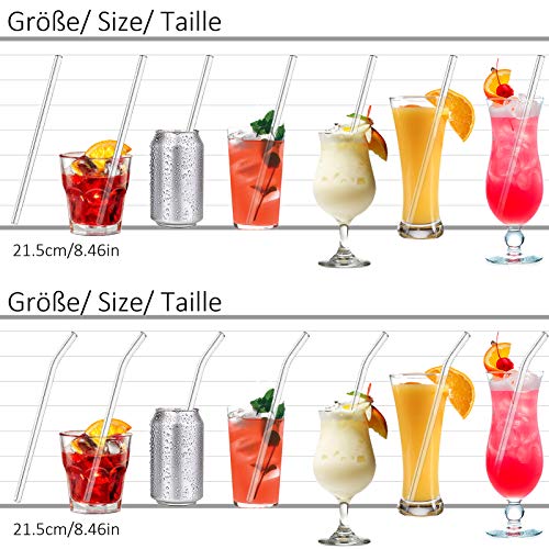 MELLIEX 8 Stück Glas Strohhalm Wiederverwendbar Glas Trinkhalme Eco Nachhaltige Strohhalme mit 2 Reinigungsbürsten für… – Bild 7