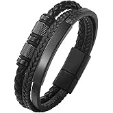 Solza Unisex Leather Bracelet – Adjustable Multi-Layer or Chain Link Design, 316 Stainless Steel & Genuine Leather, Fashion Jewelry Accessory for Men and Women
