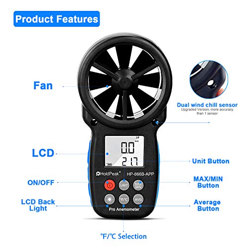 1 HOLDPEAK+Anemometer+Measuring+Temperature+Backlight