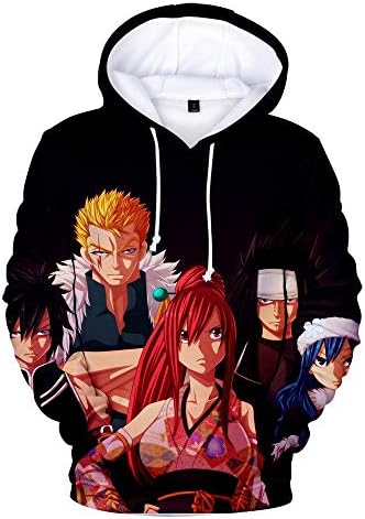 Aoxinquji Anime Fairy Tail Unisex Hoodie 3D Printed Hooded Pullover Sweatshirt for Men Women Teen
