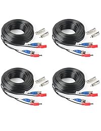 4 unidades BNC Vedio Cable de alimentación pre-made al-in-one Cable de alambre cable BNC de vídeo para cámara de vigilancia CCTV Sistema de seguridad con conectores (BNC hembra y BNC a RCA)