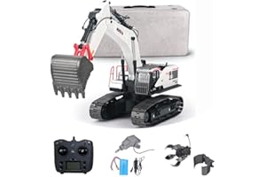 wheelfun 1/14 HUINA RC Metal Excavator Model 1594 Radio Control 22CH Ball Claw Bucket Comes with Lights and Sound Hobby Grade Model for Ages 14+, US in Stock