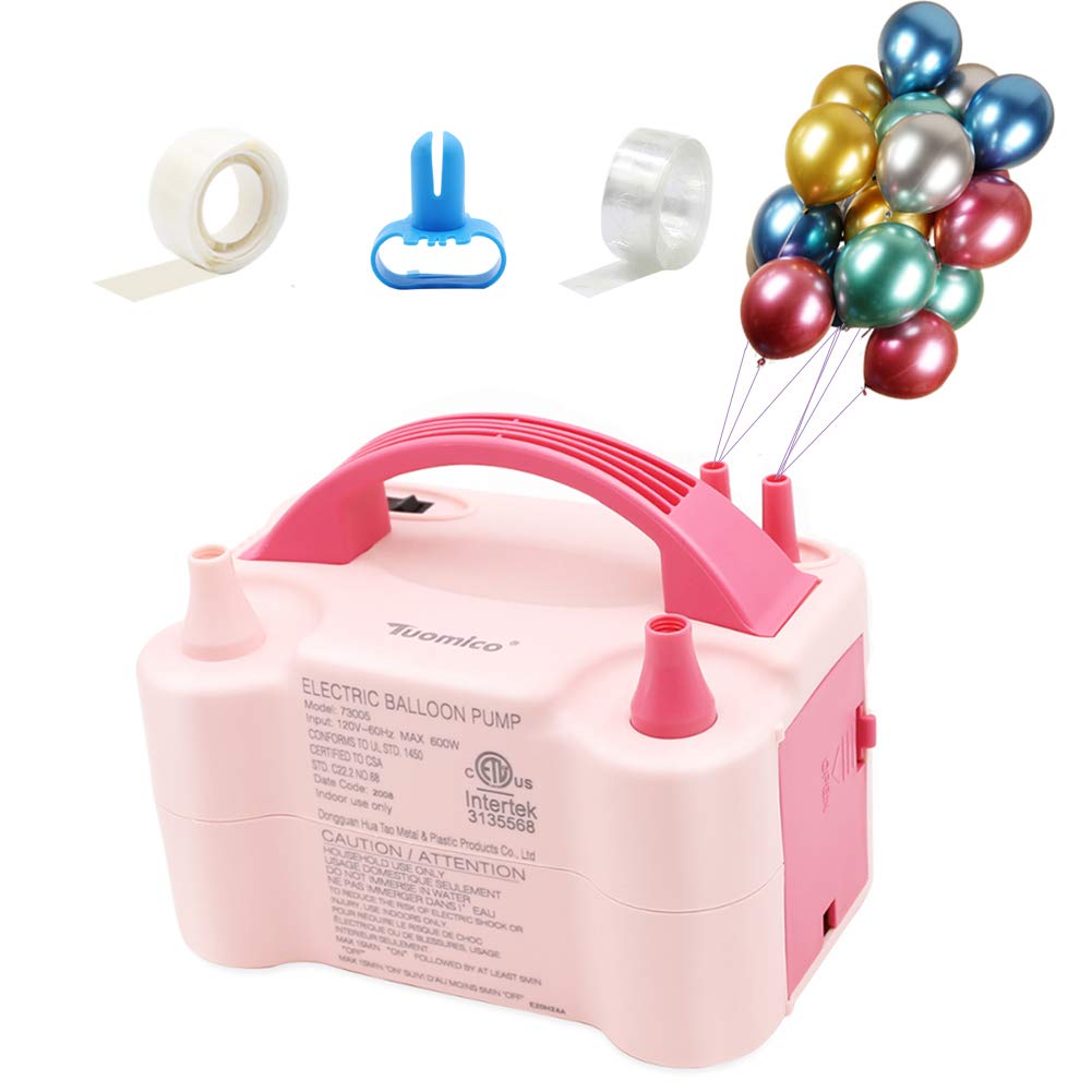 Tuomico Balloon Pump Electric Air Pump with 50 PCS Metallic Balloons and Tie Tool for Christmas, Birthday,Party Decoration