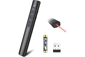 SSPONT Presentation Clicker with Laser for PPT, Wireless Presentation Remote, <5mW 3a Laser for Presenter, Slide Advancer for Slide Show, Powerpoint/Keynote/Google Slides/Classroom Clicker