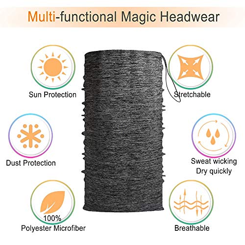 CESHUMD Face Cover Neck Gaiter Multifunctional Headwear Bandana Headband Scarf,Sunscreen and UV Protection Bandana,Balaclava, Neck Tube Scarf for Yoga,Cycling,Running (Grey)