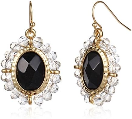 Black Resin Stone Transparent Beads 18k Gold Tear Water Drop Earring Women Jewelry