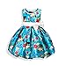 AOVCLKID Moana Girls Cotton Printed Dress Princess Cartoon Party Dress (Blue,110/3-4Y)