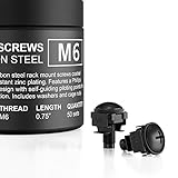 AC Infinity Carbon Steel M6 Rack Screws, Nylon Washers, and Cage Nuts. 50-piece set for equipment server racks, enclosures, and cabinets.