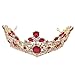 Santfe 3 '' Luxury Gold Bridal Red Teardrop Crystal Rhinestone Tiara Crown Wedding Bride Hair Accessories Quinceanera Pageant Tiaras and Crowns
