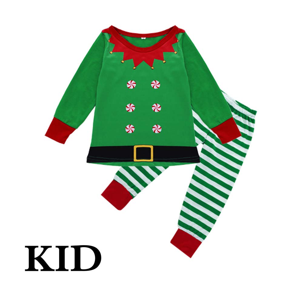 Jaysis Deguisement Ensemble De Pyjama De Noel En Famille Imprime Lutin Costume Noel Elfe Ensemble Pyjama Noel Homme Femme Garcon Fille Bebe Pyjamas A Deux Pieces Cosplay Sleepwear Vetement De Vetements De