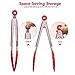 TENDOMI Kitchen Tongs - Stainless Steel Silicone Cooking Tongs, Non-Slip 7, 9, 12 Inch Locking Food Tongs for BBQ Barbecue Serving Grilling Bacon Turner, Set of 3-Red
