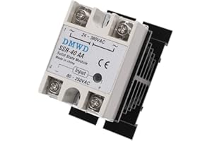 DMWD SSR-40AA Solid State Relay AC to AC (Input 80-250V AC Output 24-380V AC) with Heat Sink, 40A