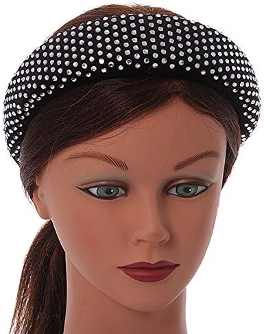 Retro Thicken Padded Velvet Diamante Wide Chunky Hair Band/HeadBand/Alice Band in Black - Image 3