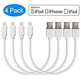 Short lightning iPhone Cables, JZBRAIN USB Charge&Sync Data Cord 8 Inches length for iPhone 7/7plus, 6s/6s plus, 6/6 Plus, 5/5s/5c, iPad Mini, iPad Airs, iPod Touch, iPod(4 Pack - White)
