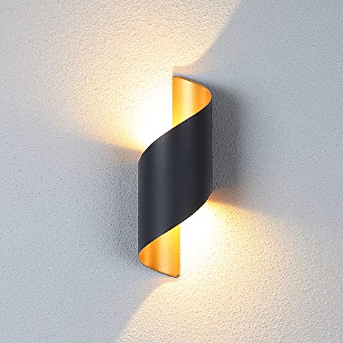 Up Down LED Wall Light Black Gold