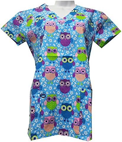 Zikit NY Women's Printed Nursing Medical Scrub TOP Plus Sizes 1 X 2X 3 X 4X (S, Purple)