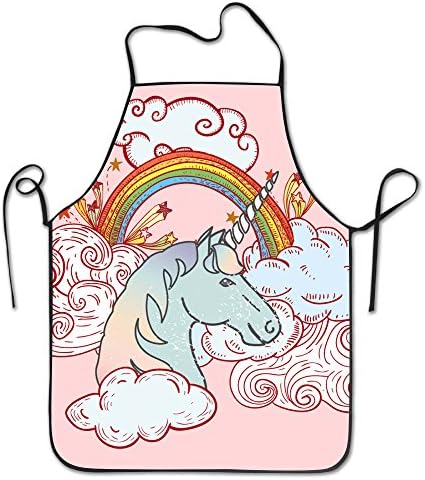 Unicorn Personalized Waist Adjustable Durable Apron Unisex Kitchen Cooking Comfortable Apron Grill Cooking Baking Crafting Chef Apron Commercial Restaurant Apron