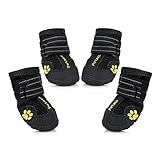 Petacc Dog Boots Water Resistant Dog Shoes for Large Dogs and Black Labrador 4 Pcs in Size 5 Black