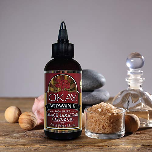 OKAY BLACK JAMAICAN CASTOR OIL with VITAMIN E and PANTHENOL 4oz / 118ml