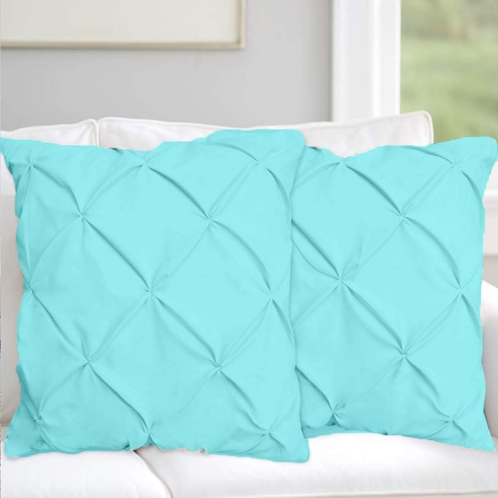 Aqua Pinch Pleated / Pintuck Pillow Shams Set of 2pc