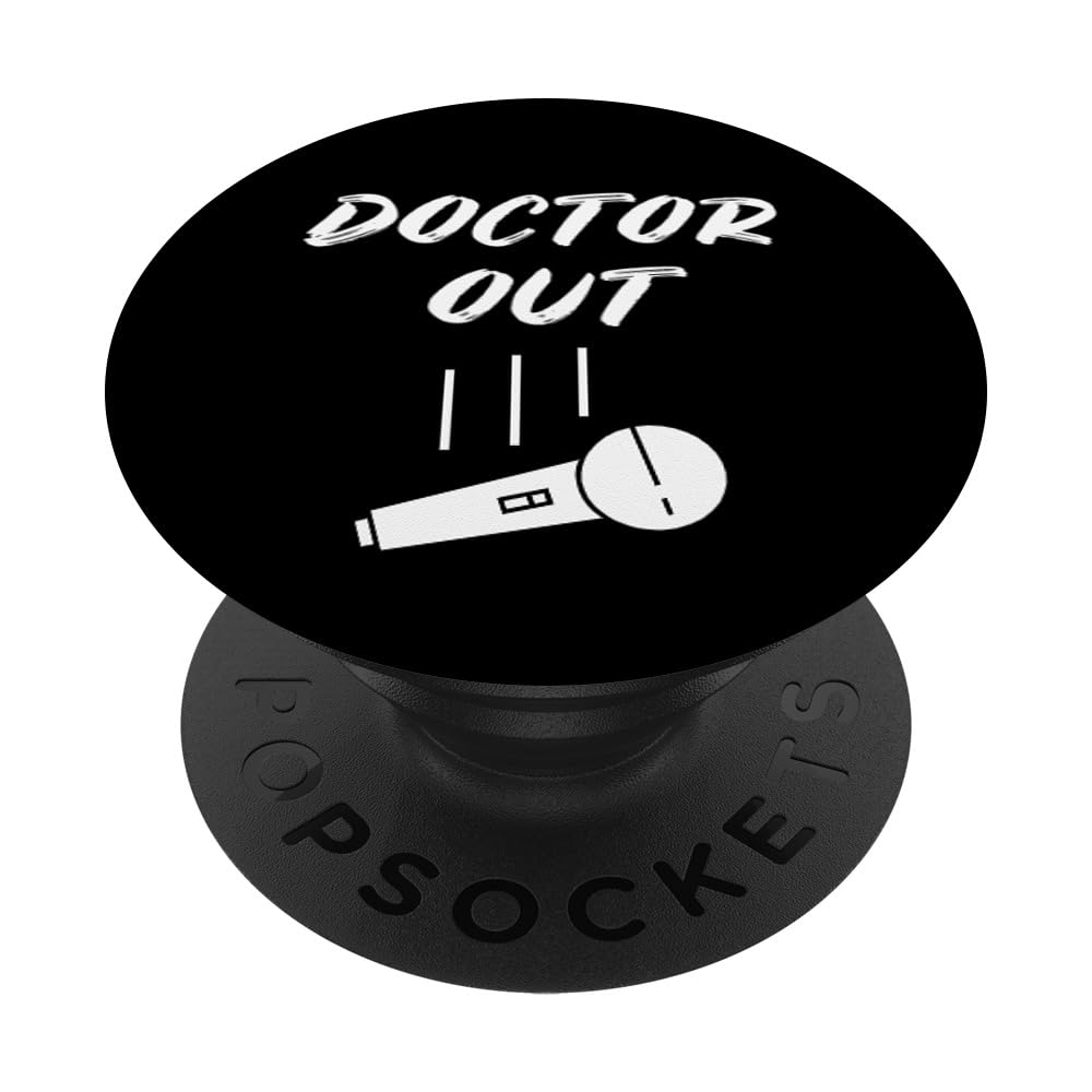 Retired Doctor Out Retirement Gift Mic Drop Retiring Veteran PopSockets Swappable PopGrip