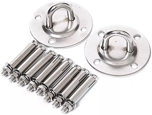 MANKUEN 2 Pair Round Stainless Steel Hammock Ceiling Buckle Aerial Yoga Hanging Plate Fixed Plate Hook Hanging Plate Rings Fixed Buckle