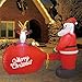 GOOSH 8 FT Length Christmas Inflatables Santa Claus Holding a Gift Present, Blow Up Yard Decoration with LED Lights Built-in for Holiday/Christmas/Party/Yard/Garden