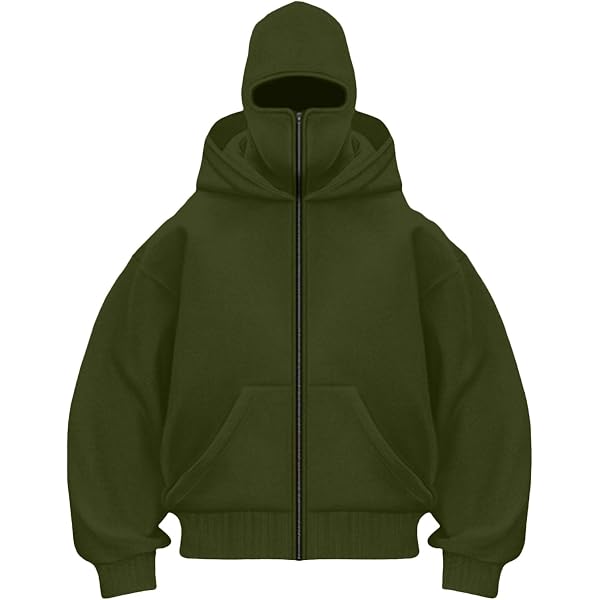 Hoodies for Men Unisex Balaclava Hoodie with Face Mask Double