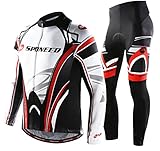 sponeed Cycling Clothes for Men Long Sleeve Mountain Bike Road Bicycle Shirt Jeresys Pants Padded Bike Jakcet Outfit