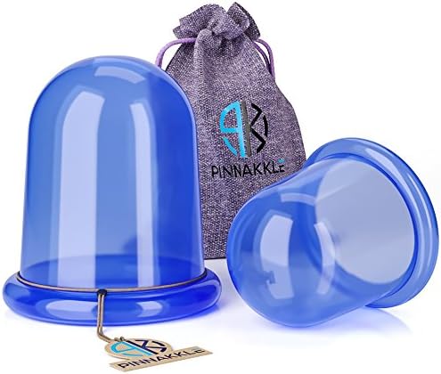 Cupping Therapy Set for Cellulite Massage - Silicone Suction Cup - Cellulite Remover for Body Vacuum Massage - Chinese Acupuncture Anti-Aging Wrinkle Reducer (2 Cups, Blue)