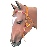 HILASON American Leather Horse Browband Headstall Brown | Hand-finished genuine cowhide, beaded design, durable metal fittings, adjustable for horse size