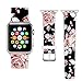 Ecute Compatible with Apple Watch Band 38mm 40mm, Soft Leather Band Strap Compatible with iWatch Series 6/5/4/3/2/1 - Red Big Flowers