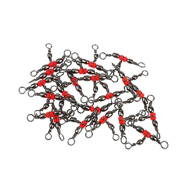 50Pcs-10-41mm-81lbs-3-Way-Red-Brass-Fishing-Barrel-Triple-Swivels-Fishing-Tackle