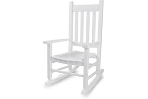 HNGILKOO Kids Rocking Chair for Toddlers and Children Comfy Recliner Wooden Rocker for Baby Girls Outdoor Lounge Chair for Kids Age 6-10 Indoor Christmas Gift White