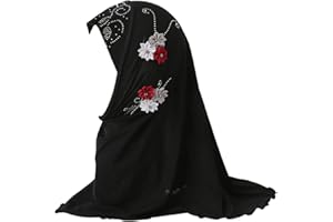 LIVINGGEOMETRY 2-6 Years Old Girls Muslim Hijab with 6 Flowers Islamic Arab Headscarf Sand and Sun Protection Scarf Shawls