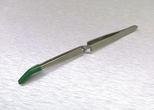 CROSS LOCK TWEEZERS BENT NOSE PVC RUBBER TIP CROSS LOCKING SELF CLOSING 6-1/2" (E 2)