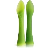 Olababy Silicone Baby Spoons, Baby Led Weaning, 2pk (Lime/Kale) | Soft-Tip Training Spoons, 100% Silicone. Award-Winning Design. FDA-Grade, BPA/PVC/Lead-Free.