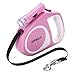 UPSKY Retractable Dog Leash, 16 ft Scalable Dog Walking Leash with Bright Flashlight for Small-Medium, Moving Free, One Button Break & Lock- Pink
